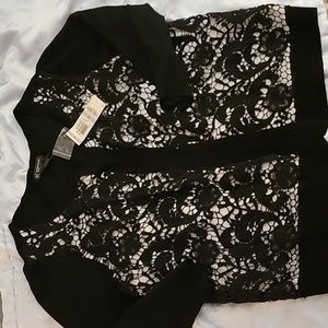 Black cardigan with lace cutout detail